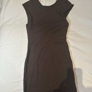 Brown mini bodycon dress with low back